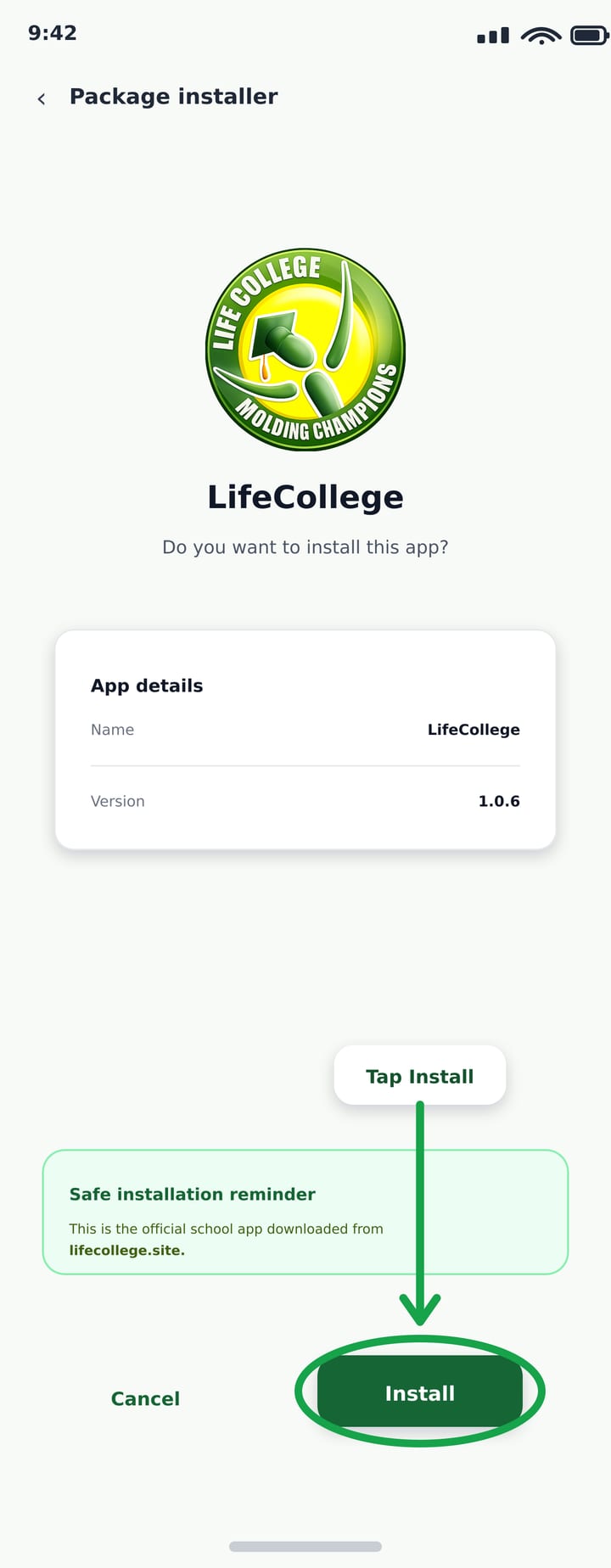 Android: tap Install