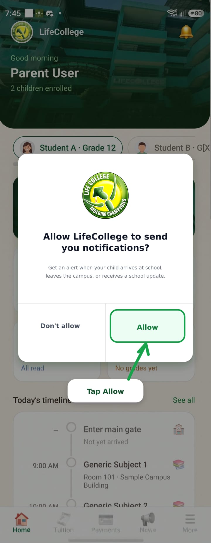 Allow notifications
