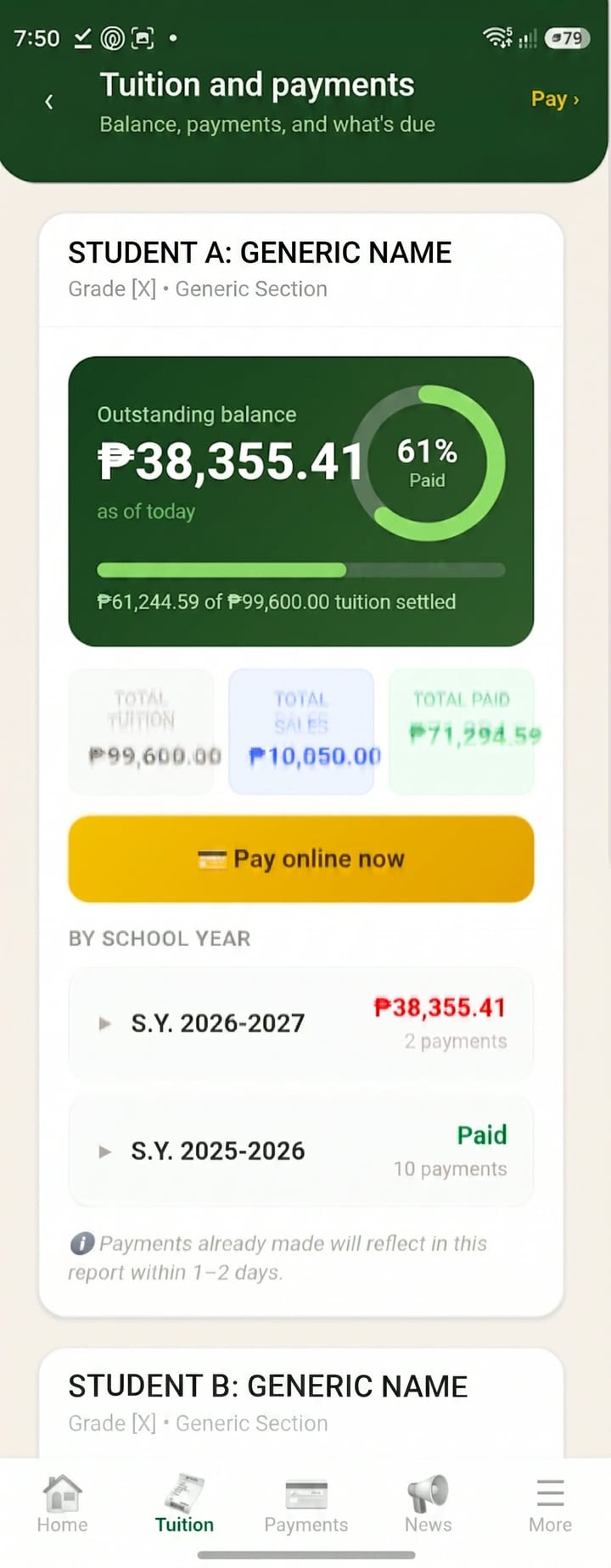 Tuition & balance